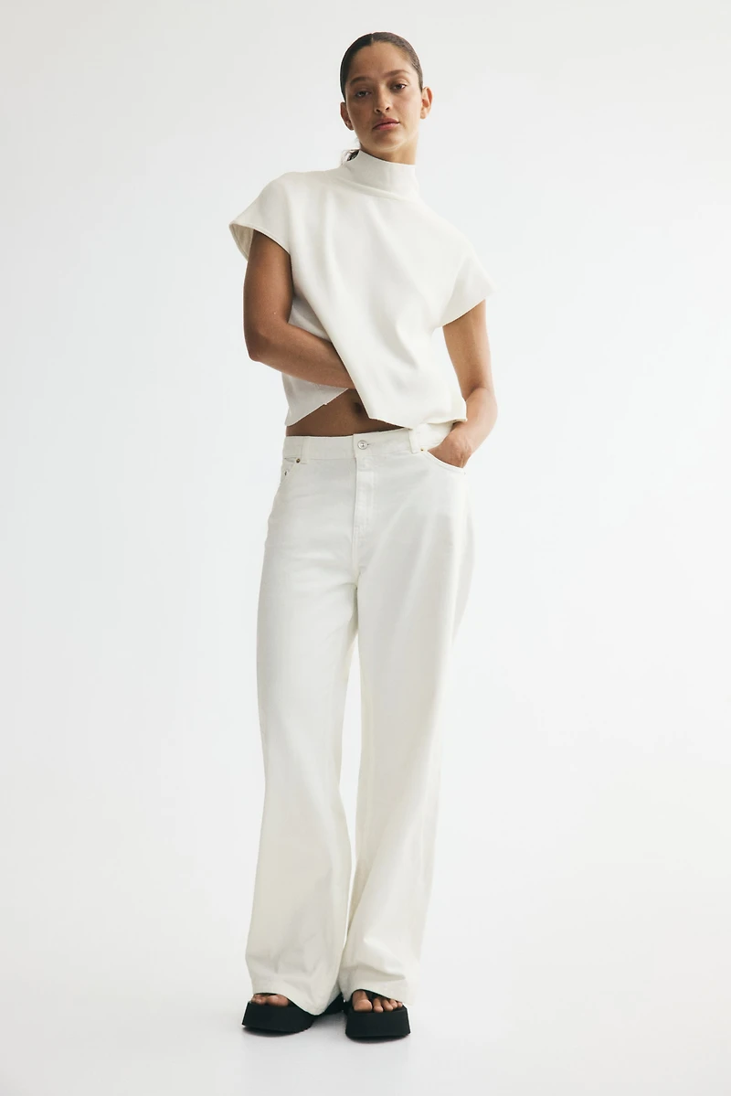 Fine-Knit Mock Turtleneck Top
