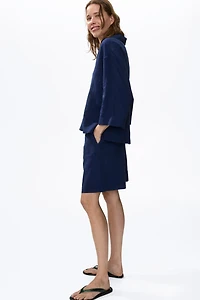 Linen-Blend Pullover Shirt