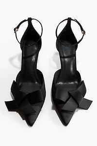 Bow-Detail Satin Pumps
