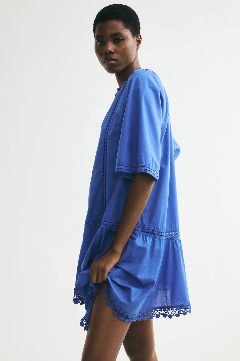 Lace-Inset Cotton Dress