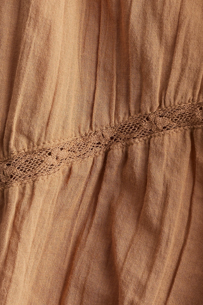 Ruffle-Collar Cotton Blouse