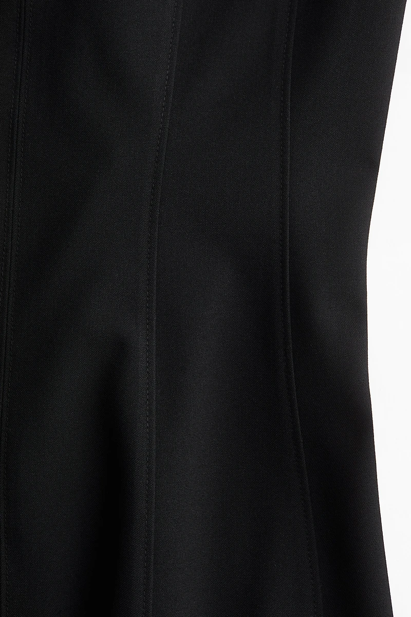 Flared-Skirt Twill Dress