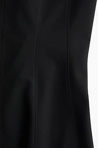 Flared-Skirt Twill Dress