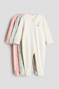 3-pack Pajama Jumpsuits with Zipper