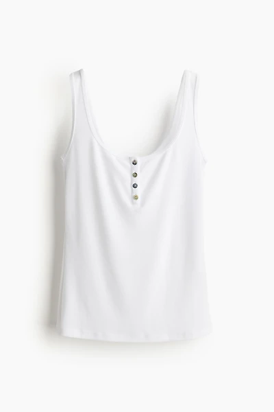 Ribbed Button-top Tank Top