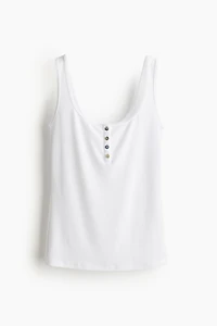 Ribbed Button-top Tank Top