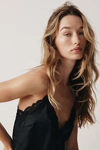 Lace-Trimmed Satin Nightgown