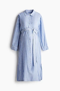MAMA Linen-Blend Shirt Dress
