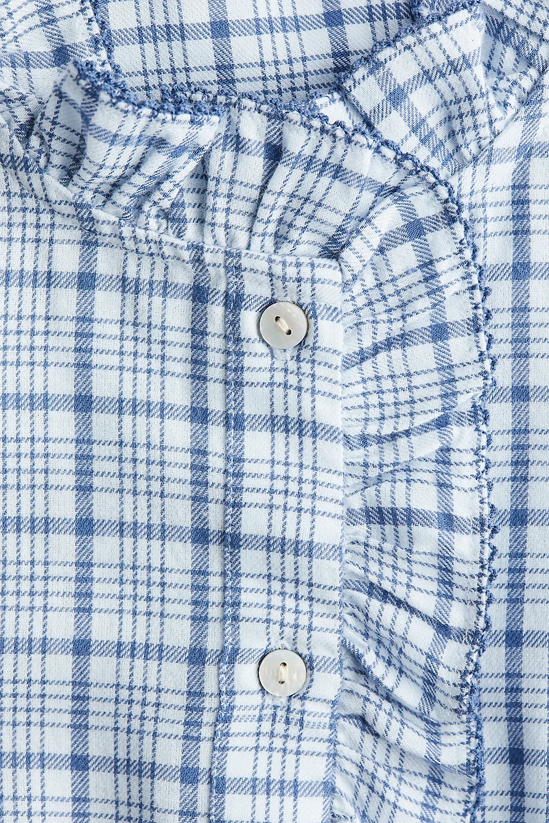 Blouse à col volants en coton