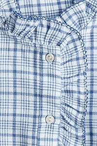 Blouse à col volants en coton