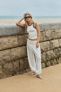 Crinkled Balloon-Leg Pants