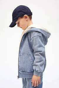 Veste à capuchon glissière en sergé