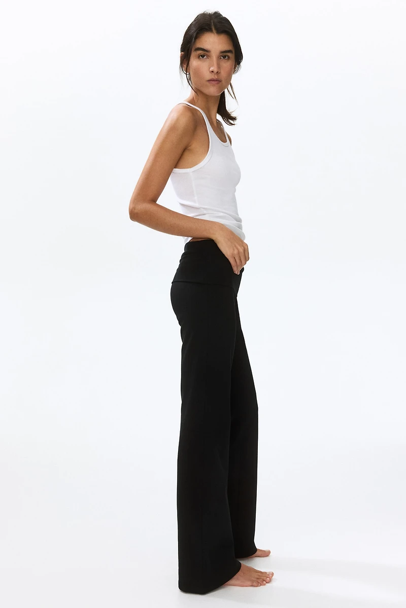 Foldover-Waist Cotton Pants