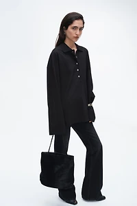Long-Sleeved Cotton Polo Shirt