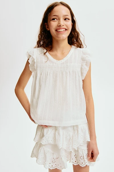 Cotton Skirt with Eyelet Embroidery