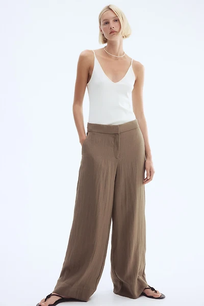 Wide-Leg Twill Pants