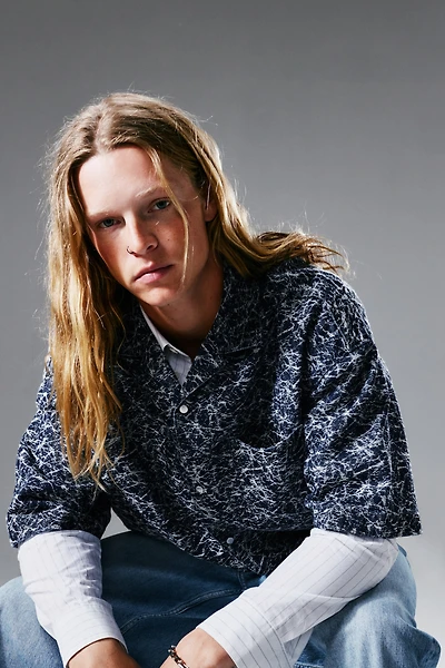 Chemise ample en denim à motif