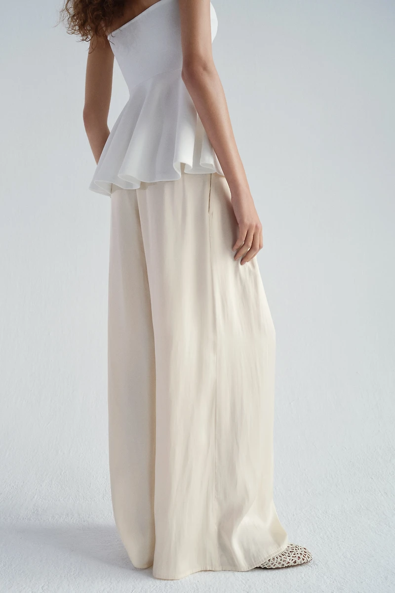 Wide-Leg Satin Pants