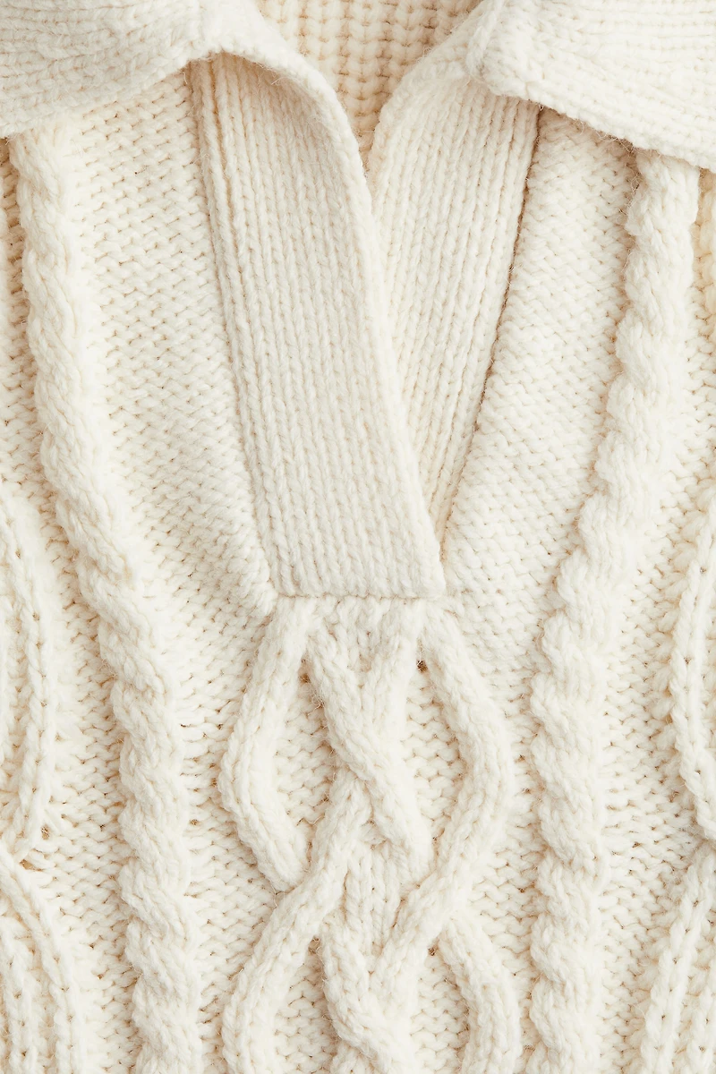 Cable-Knit Sweater with Collar
