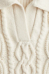 Cable-Knit Sweater with Collar