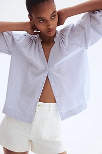 Balloon-sleeved poplin blouse