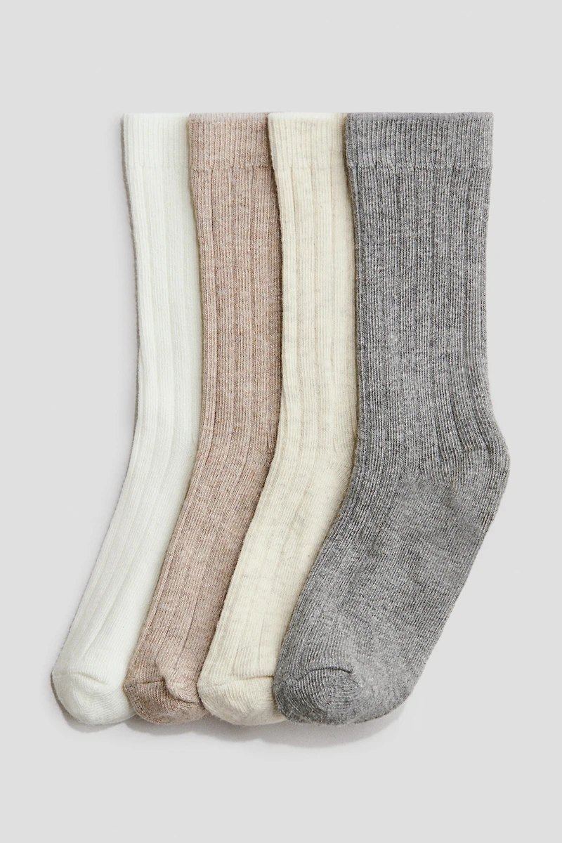 Lot de 4 paires chaussettes en tricot côtelé
