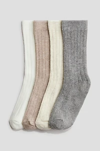 Lot de 4 paires chaussettes en tricot côtelé
