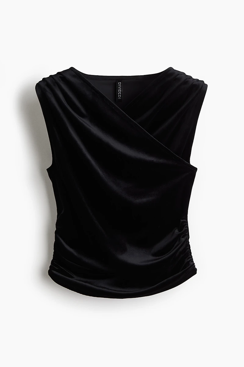 Draped Velour Sleeveless Top