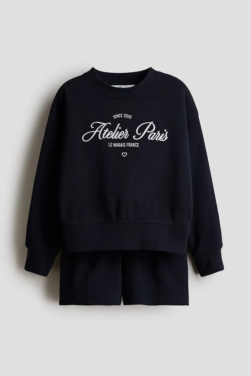 2-Piece Sweatshirt and Sweatshorts Set