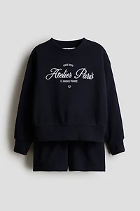 2-Piece Sweatshirt and Sweatshorts Set