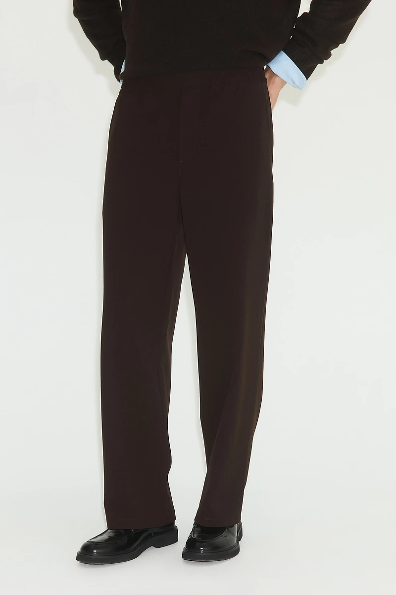 Pantalon large à taille élastique quatre sens