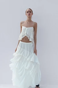 Crinkled Ruffle-Trimmed Top