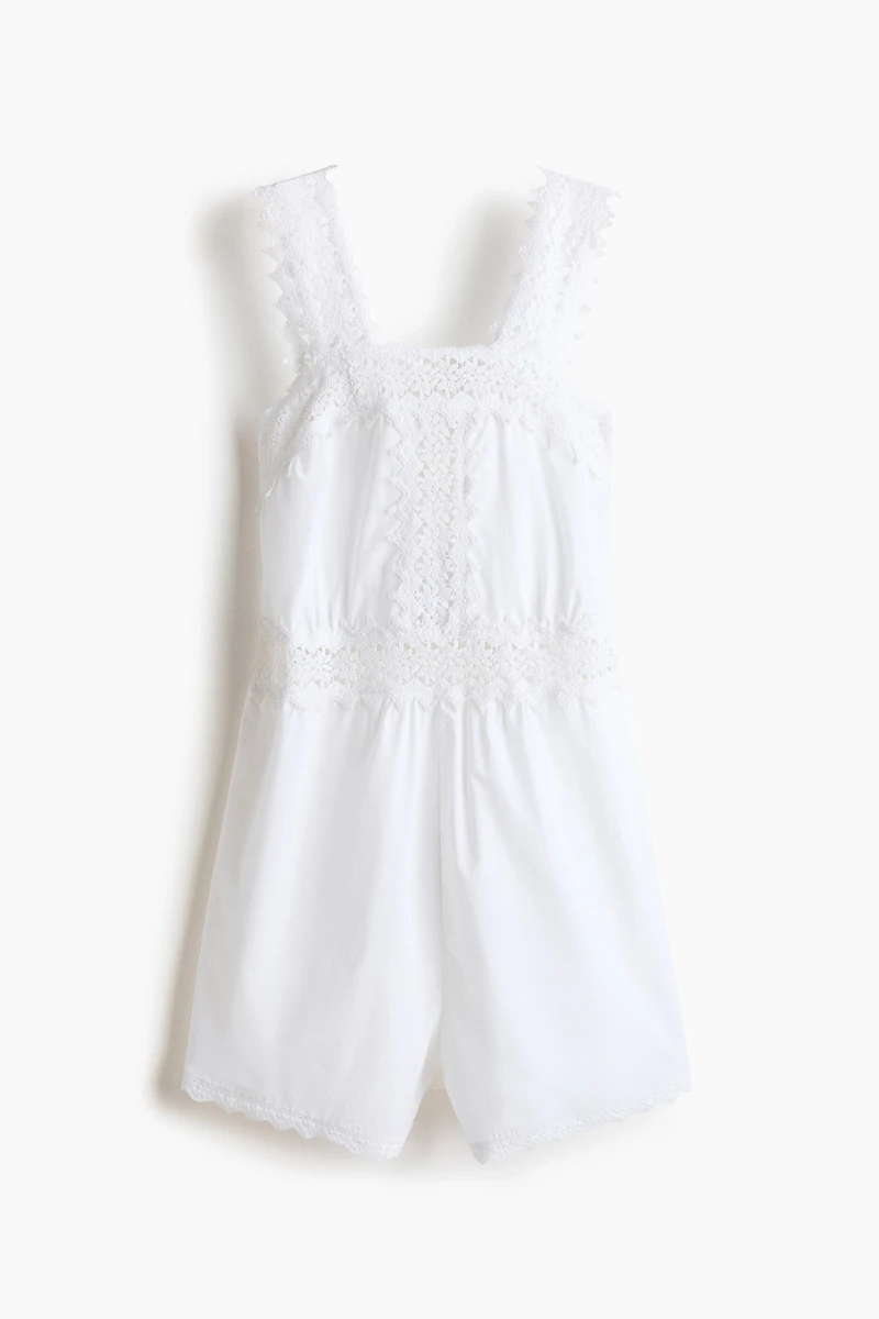 Combinaison short MAMA en coton avec dentelle