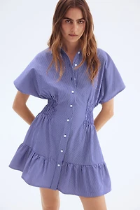 Robe chemisier à taille smockée