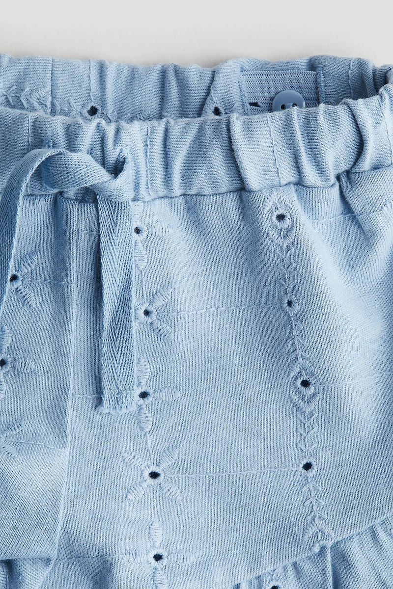 Jersey Shorts with Eyelet Embroidery