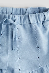Jersey Shorts with Eyelet Embroidery