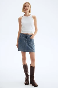 Denim Lace-Up Mini Skirt