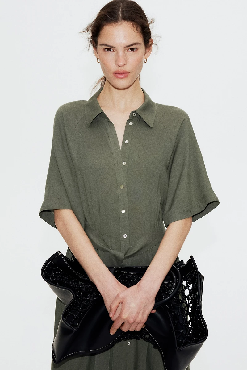 Tie-belt Shirt Dress