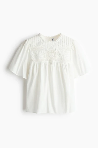 Cotton Blouse with Eyelet Embroidery