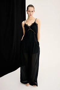 Lace-Trimmed Ponte Camisole Top