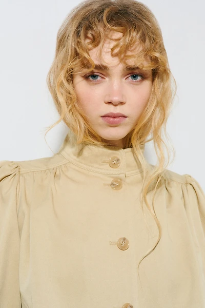 Puff-Sleeved Twill Jacket