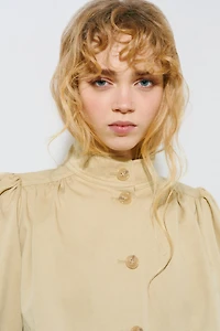 Puff-Sleeved Twill Jacket