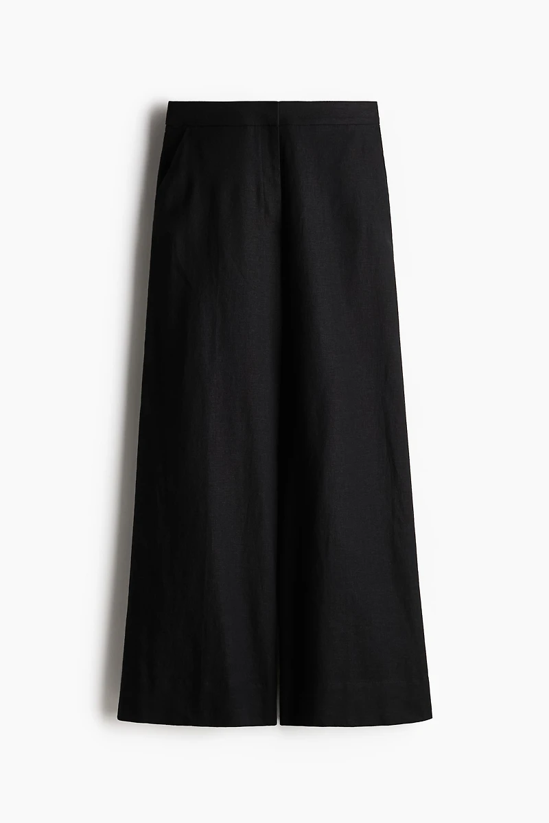 Wide-Leg Linen-Blend Pants