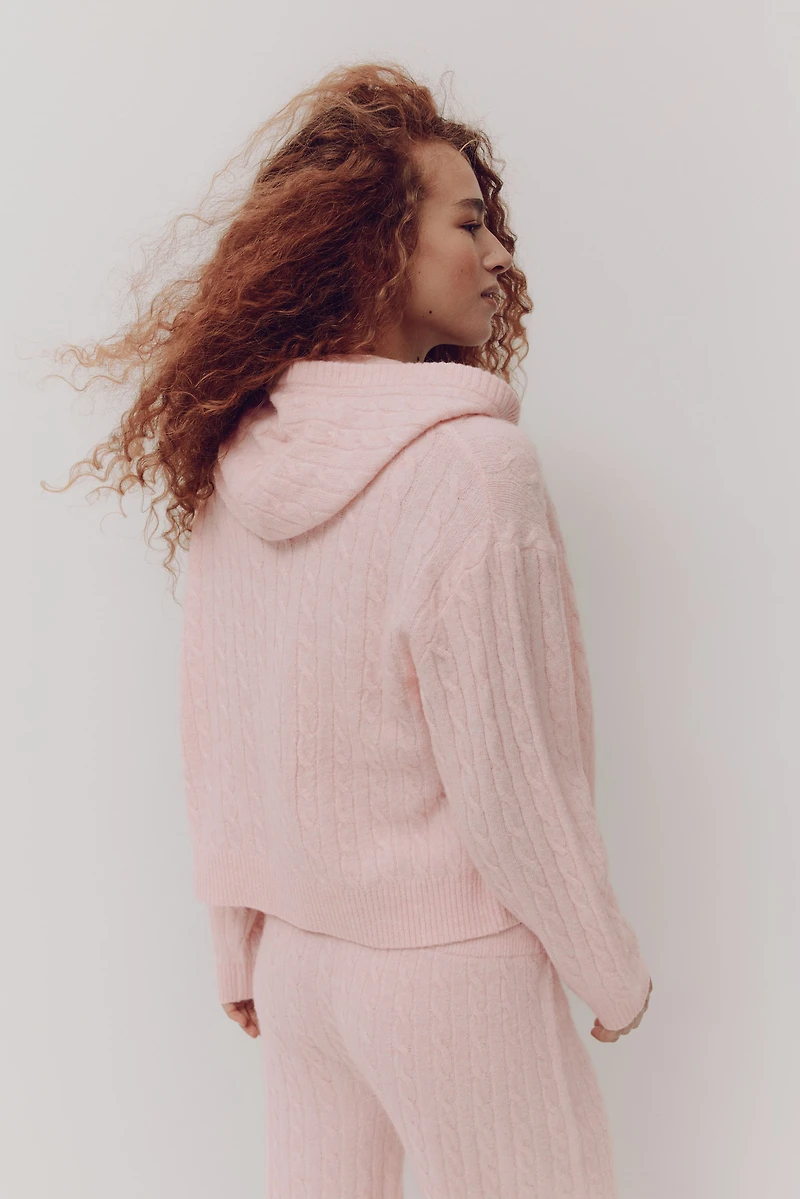 Cable-Knit Cardigan with Zipper