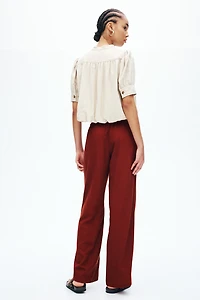 Linen-Blend Drawstring Pants