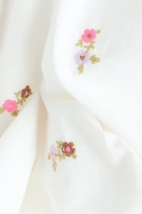 Embroidered-Detail Cotton Pants