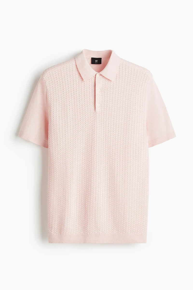 Slim-Fit Cable-Knit Polo Shirt