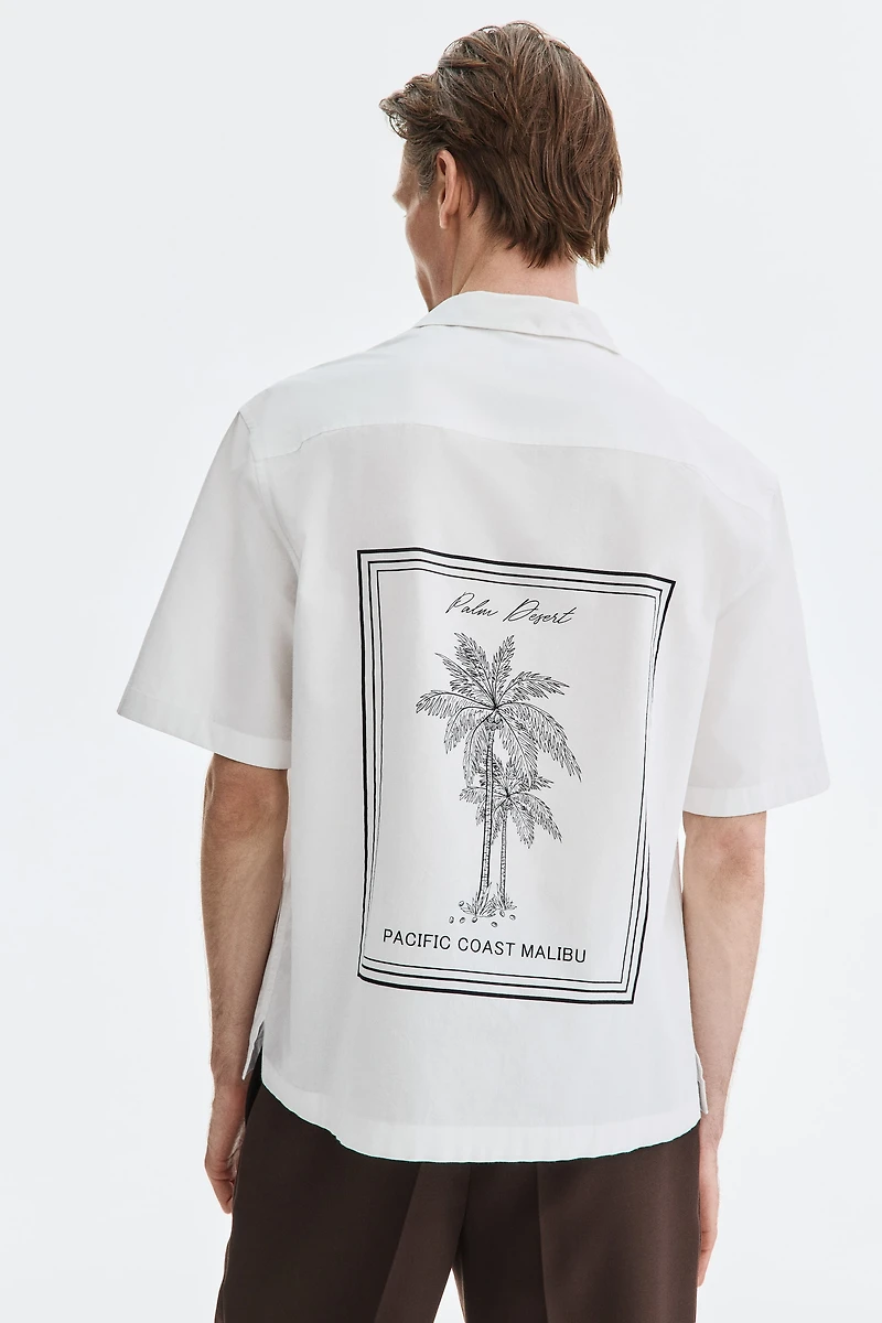 Chemise imprimée décontractée avec col cubain