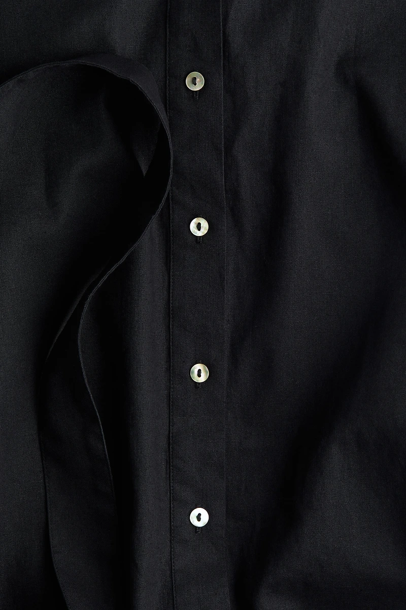 Linen-Blend Shirt Dress