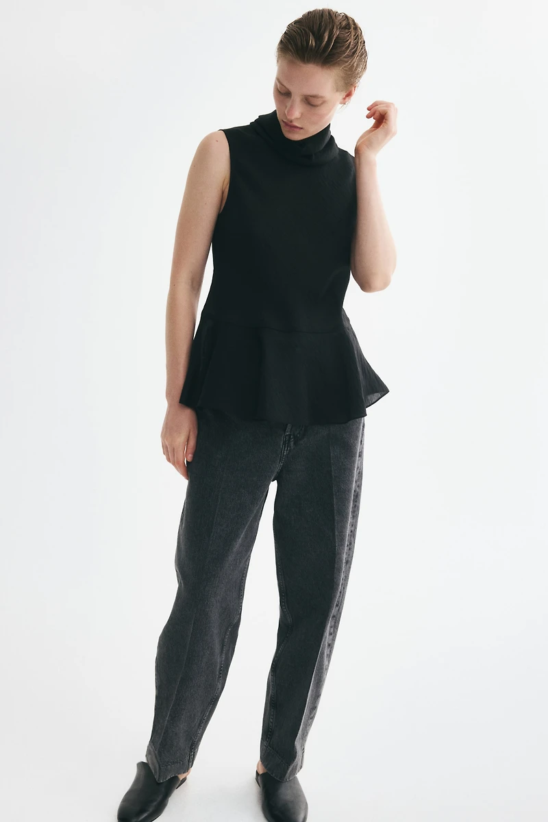 Roll-Neck Peplum Top